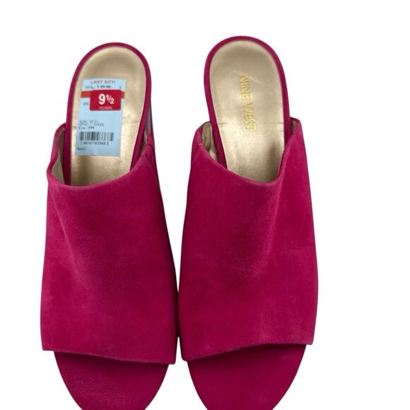 Nine West Gemily Mules Clogs Shoe Size 9.5 M Fuchia Pink Suede Slip NWB - Picture 4 of 10